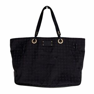 Kate Spade New York Noel Jacquard Fabric  Tote in Dark Blue with Leather Straps